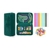 Sensory Activity Board, Silicone Fidget Toys with storage function for Stress Relief, Calming, Focus, ADHD and Autism,10 Colors Sensory Toy Game Controller for Kids Adults with 36 Strings(Pine green)