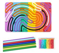 Sensory Activity Board with 20 Colored Silicone Strings And Storage Case, Push Peel Board for child, Stress Relief Toy for ADHD & Autism Support, Calming Fidget Toy (Colour,17 * 11cm)