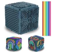 Sensory Activity Cube for Kids Adults, Autism Sensory Products with 20 Strings & Display Stand, 3D Sensory Activity Board for Autism ADHD, Anxiety, Stress Relief, Ideal for Home, School, Travel