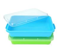 Sensory Bin Play Tray with Lid Sand box 2 Pcs 15in Portable Large plastic Tray Fill with Sand, Water, Beads and More