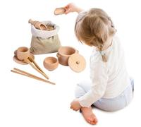 Sensory Bin Tools Set, 8 Wooden Sensory Toys, Scoops Tongs Sensory Toy, Fine Motor Learning Kitchen Tableware Toys, Motor Skills Development Scoop For 3+ Preschool Learning Toys Sensory Bin Filler