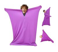 Sensory Body Sock, 47" x 27" Full-Body Wrap Stretchy Body Sox, Suitable For ADHD Kids Autism Stress Anxiety Relieve, Self-Claming, Relaxing Blue (M: Height 114-137cm) (purple)
