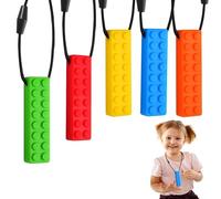 Sensory Chew Necklace 5PCS Chew Necklace for Kids Toddlers with ADHD, Autism, Biting Needs, Oral Motor Chewy Autism Chew Toys Made from Food Grade Silicone Safety for Boys&Girls