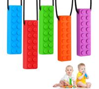 Sensory Chew Necklace, 5PCS Chew Necklaces for Sensory Kids, Teether Chew Toys Safety Food Grade Silicone, Oral Sensory Motor Aids for Kids Teething Perfect for Autistic ADHD(5 Clors)