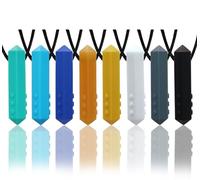 Sensory Chew Necklace Buddy 8 Pack, Diamond Shape Chew Toys for Autistic Children with ADHD, SPD, Biting, Silicone Teething Necklace Chewy Toys for Autism Reduce Chewing Anxiety Fidget (Blue)
