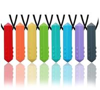 Sensory Chew Necklace Buddy 8 Pack, Diamond Shape Chew Toys for Autistic Children with ADHD, SPD, Biting, Silicone Teething Necklace Chewy Toys for Autism Reduce Chewing Anxiety Fidget