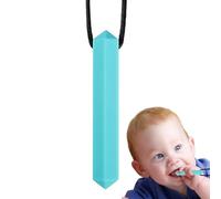 Sensory Chew Necklace - Gemstone Teether | Chewable Necklace for Children with ADHD & SPD, Silicone Pendant for Oŕal Motor Stimulation, Calminģ chew Toy with Breakaway Clasp, Blue, 1 Pack