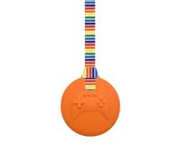 Sensory Chew Necklace with Lanyard - Orange - Video Game Gamer Chew for Kids with Autism, Anxiety & ADHD - 100% Food Grade Silicone - Sensory Oojamabobs (Retro Stripes, 70cm Lanyard)