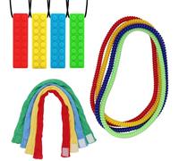 Sensory Chew Necklaces for Kids, 12 Pack Stretchy Chewy Necklace for Boys Girls and Adults with Autism ADHD, Biting, Teething Needs, Silicone Blocks Chewing Toys for Sensory Kids Reduce Anxiety Fidget
