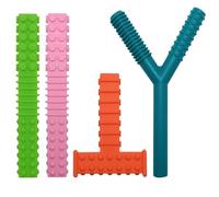 Sensory Chew Tubes for Autisitic Kids, 4 Pack Silicone Chewy Toys for Children with Autism, ADHD, SPD, Biting, Teething Needs, Silicone Fidget Toy Relief Stress, Anxiety