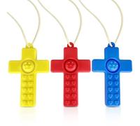 Sensory Chewing Necklace, Olele 3Pcs Special Needs Chew Toys, Sensory Oral Mega Chewy for Kids with Autism, ADHD Toys Chewy Cross Necklace, Fidget Necklace for Boys and Chewelry for Girls