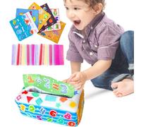 Sensory Crinkle Tissue Box | Colorful Juggling Rainbow Dance Scarves | for, Pull, Sort, Crinkle, Colors and Patterns, Toy, Gift for 6 Months+, 1 2 3 Years