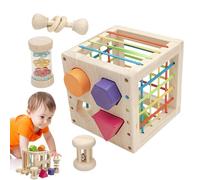 Sensory Cube Toy, Shape Sorting Learning Tool, Compact Fine Motor Activity Set Color Match Box, ABS Early Education Puzzle System, Kids Development Cognitive Training Toy, Preschool Home Study