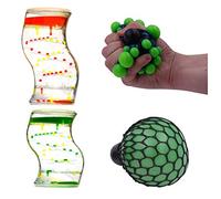 Sensory Fidget Set - Single Liquid Timers x 2 & Squeezy Stress Balls x 2