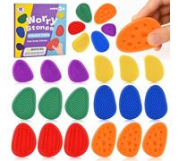 Sensory Fidget Stones for Kids, 24-Pack, Soft Textured Worry Stones for Anxiety Stress Relief, Calming Fidget Toys for Autism, Classroom Prizes (Multicolor)