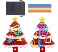 Sensory Fidget Toys ,Christmas Tree Sensory Activity Board for Stress Anxiety Autistic ADHD, Calm Down Travel Airplane Essentials Toys for 3+ Year Old, Stuffers Gifts for Teen Girls(Red)