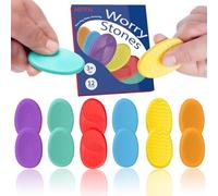 Sensory Fidget Toys for Kids Adults- 12PCS Hard Plastic Worry Stones sensory toys for Autism ADHD，Quiet Textured Classroom Fidgets for Anxiety Relief, Non-Sticky Calming Gifts.