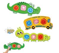 Sensory Fidget Toys for Toddlers: Includes 3 Adorable Designs-caterpillar, Crocodile, and School Bus-perfect for Toddlers Aged 12 to 18 Months. Each Toy Features Soft Silicone Bubbles that Can Be Pres