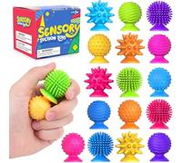 Sensory Fidget Toys Kids Adults: 16 Pack Textured Suction Toys for Autism