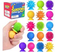Sensory Fidget Toys Kids Adults: 16 Pack Textured Suction Toys for Autism Kids Calming - Quiet Anxiety Fidgets for Classroom Prize - Calm Down Toys for Girls Boys - Travel Toys Road Trip Activities