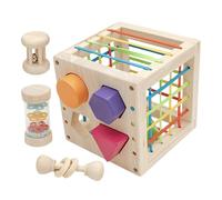 Sensory Fine Motor Toy - Sensory Cube Shape Sorter, Educational Learning Block for Developing Coordination, Sorting Box, Activity Toys with Elastic Bands, Skill Toy for Improving Dexterity