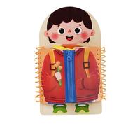 Sensory for Boys Montessori Dressing Frames Set of 6 Zip Snap Button Buckle Lace Tie Early Education Preschool Toys Baby Basic Life Skills Practice Toy Kids Game (A, One Size)