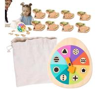 Sensory games for children, learning activities with a turntable, educational toys for dinosaurs made of wood, for and girls, children, home, school, travel, playroom, parent-child
