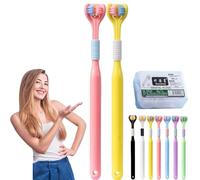 Sensory Joy Toothbrush, 3 Sided Toothbrush, Three Sided Soft Hair Tooth Toothbrush, Soft Bristles V Shaped Toothbrush, Clean Every Tooth to Completely Cover The Toothbrush (2pcs-C(Adult))
