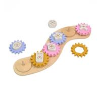 Sensory Junction Spinning Gear Cog Toy for Kids - Montessori Bamboo Base with Removable Cogs and Shapes | Developmental Toy for Motor Skills for Boys & Girls