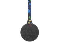 Sensory Oojamabobs - Biscuit pendant chew necklace - Autism - Black & white with lanyard (8 designs available!) (70cm, Black Stars)