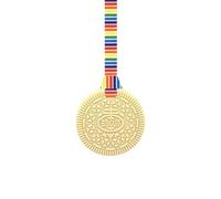 Sensory Oojamabobs Biscuit Sensory Chew Necklace with Lanyard - Custard - for Kids with Autism, Anxiety & ADHD - 100% Food Grade Silicone (Retro stripes, 70cm Lanyard)