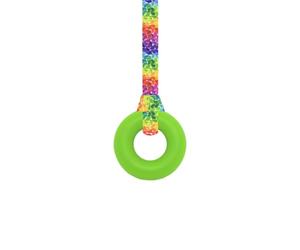 Sensory Oojamabobs - Ring Pendant chew Necklace - Autism - Green with Lanyard (6 Designs Available!) (54cm, Rainbow Leaves)