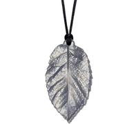 Sensory Oral Motor Aide Chewelry Necklace - Chewy Jewelry for Sensory-Focused Kids with Autism or Special Needs - Calms Kids and Reduces Biting/Chewing - Leaf Pendant (Silver)
