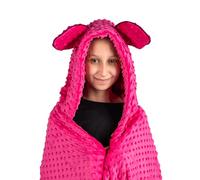 Sensory Owl Wearable Weighted Blanket Hoodie - Anxiety Stress Relief Relaxation - Glass Beads - Soft Minky Plush - Pink 2 kg