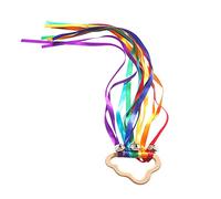 Sensory Rainbow Cloud Ring Wooden for Toddlers Handmade Ribbon with Biting Aid Educational Gripping Object to Promote Motor Skills Sensory Perception (F, One Size)