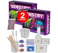 Sensory Science Kit for Kids Educational Sensory Play Box with Magic Sand Slime Experiments Colourful Beads Creative Scientific Activity Set Ideal for Hands On STEM Exploration - 2 Pack