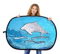 Sensory Sequin Fabric,Kid-Friendly Flip Glitter Wall, Graffiti Fun Toy with Storage Bag, Home Activity and Autism Therapeutic Use (Blue, Big)