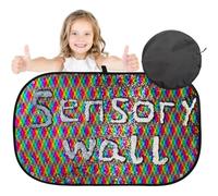Sensory Sequin Wall Panel 40 x 26 Inch with 6 Shape Stencils, Reversible Flip Fabric Board for Kids Children Sensory-Room Play Classrooms, Calming Tactile Doodling Decor, Autism/ADHD Sensory Wall Toy