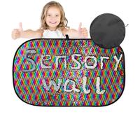 Sensory Sequin Wall Panel 40 x 27 Inch with 6 Shape Stencils - Reversible Flip Fabric Board for Kids & Classrooms, Calming Tactile Doodling Decor, Autism/ADHD Sensory Wall Toy