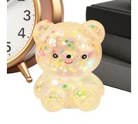 Sensory Squeeze Toy, Glitter Stress Ball, Soft Relief Squeezer, Bear Gummy Fidget Toy for Kids Teens Adults Students Home Office Classroom Work Study Distress Calm Focus Tool