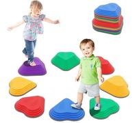 Sensory Stepping Stones for Kids,8 PCS Durable Non-Slip Balance Stones to Boost Balance & Motor Skills Balance Training Indoor & Outdoor,Obstacle Courses,Autism Balance Toy (Colorful)