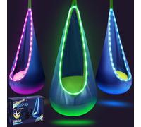 Sensory Swing Chair, Hammock Chair with Innovative LED Lights & Inflatable Pillow, Pod Swing Seat for Kids' Indoor Outdoor Exploration, Easy to In