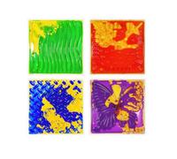 Sensory Tiles Floor Mats for Kids: 4 Pcs Texture Liquid 12x12 Inch Active Color-Changing Pads with Anti-Slip Base Leakproof - Stress Relief & Motor Skills Toys for Sensory Room/Therapy at Home