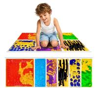 Sensory Tiles Floor Mats for Kids: 4 Piece Texture Liquid 12x12 Inch Active Color-Changing Pads with Anti-Slip Base Leakproof - Stress Relief & Motor Skills Toys for Sensory Room/Therapy at Home