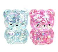 Sensory Toys, 2Pcs Squeeze Ball Cute Bear-shaped Soft Squeeze Toy 2.36x1.77" Small Resilient Stress Toys with Glittery Sequin Slow-Rising Stress Relief Toy for Kids Adults