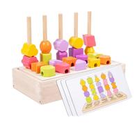 Sensory Toys for Dementia adults,Stacked toys with matching shapes,Wooden Beads Sequencing Toy Set,Memory Activities & Games for Seniors with Dementia,Fidget Sensory Toys