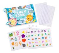 Sensory Velcro Sticker Book for Toddlers 1-3, 3-5, Reusable Touch & Feel Activity Book, Preschool Learning Toys for Fine Motor Skills, 100+ Large Patches, Travel Toy for Car or Plane (Number)