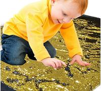 Sensory Wall Sequin Flip Fabric for Kids, 0.2" Large Sequins, Calming Corner Tactile Reversible Fabric for Classroom (1 yd, Gold+Black)