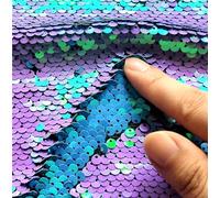 Sensory Wall Sequin Flip Fabric for Kids,0.2" Large Sequins Sensory Graffiti Fabric,Tactile Stimulation,Reversible Mermaid Fabric by the Yard (1yard(36"*49"), lilac purple + copper blue)