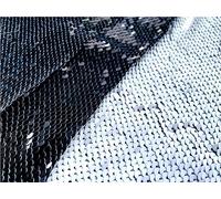 Sensory Wall Sequin Flip Fabric for Kids,0.2" Large Sequins Sensory Graffiti Fabric,Tactile Stimulation,Reversible Mermaid Fabric by the Yard (0.5yard(18"*49"), black + white)